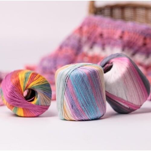 50g/ball Worsted Section-dyed Rainbow Yarn 5 ply Lace Thin Thread 100% Cotton for DIY Hand Knitting Crochet Yarn FZ362