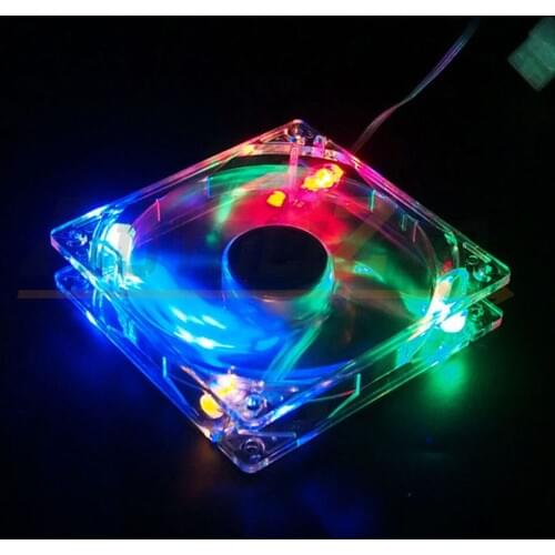8cm PC Computer Clear Case Quad 4 Blue/RED/Colorful LED Light CPU Cooling Fan