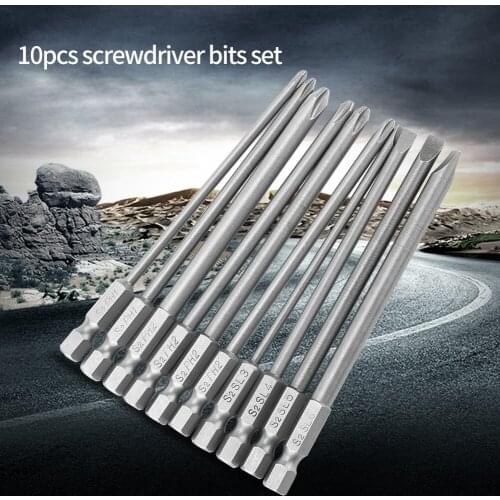 ANENG 10pcs S2 Steel Cross Head PH1 PH2 Slot Screwdriver Bits Set 1/4inch Hex Shank 100mm