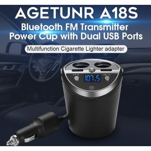 Car Cup Charger 2 USB Ports Car Charger 12V/24V Car Power Adapter with 2 Socket Cigarette Lighter Splitter + LED Voltage