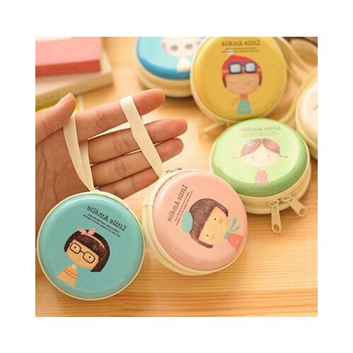 Free ship!1lot=12pc!Beautiful love round tin box purse / key cases/steel mini pouch/small wallet/storage case/pencil case