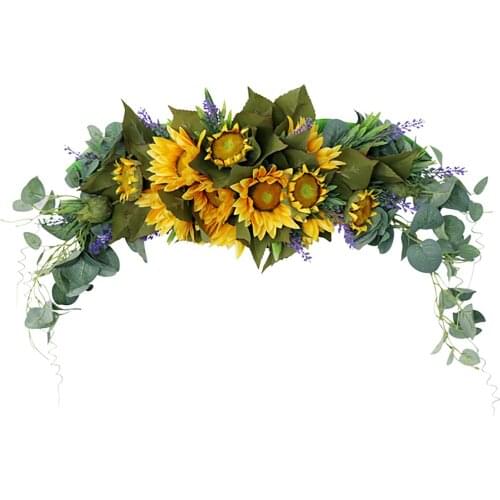 Flower Swag Home Decoration Wall Decoration Autumn Front Door Garland For Home Party Window Wall Decoration Sunflower Wreath