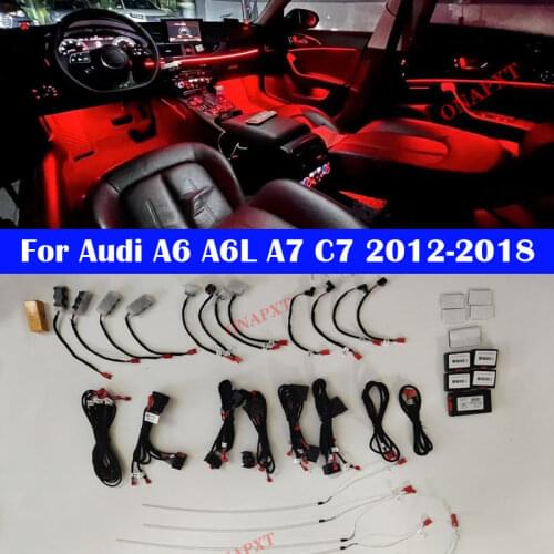 21 Colors For Audi A6 A6L A7 C7 PA 2013-2018 MMI Control Decorative Ambient Light LED Atmosphere Lamp illuminated Strip