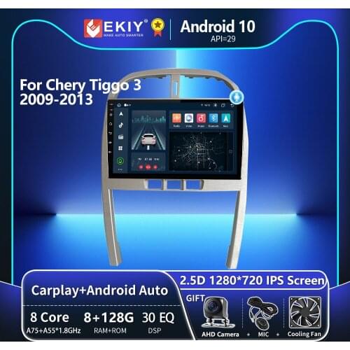 EKIY Blu-ray IPS DSP Android 10 Autoradio For Chery Tiggo 3 2009-2013 Car Radio Navigation GPS Stereos 4G LTE Multimedia Player