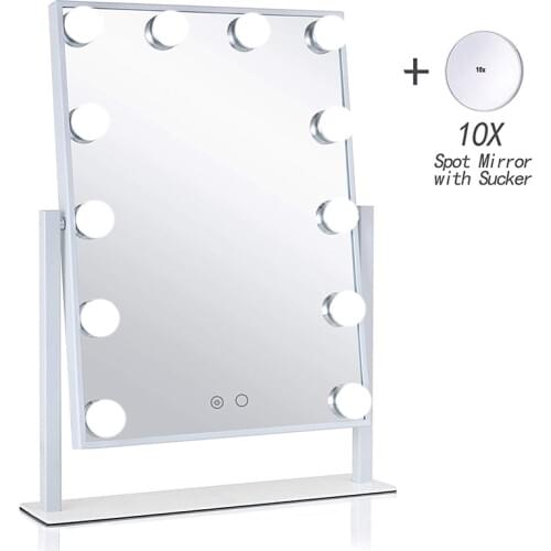 Hollywood Style Vanity Cosmetic Lighted Makeup Mirrors with Lights 12x3W Dimmable LED Bulbs Touch Control Tricolor