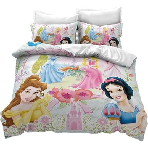 Disney Princess Pink duvet cover set 3pc for Kids bed single size bedding twin coverlet queen bedroom decor girls baby 3d print