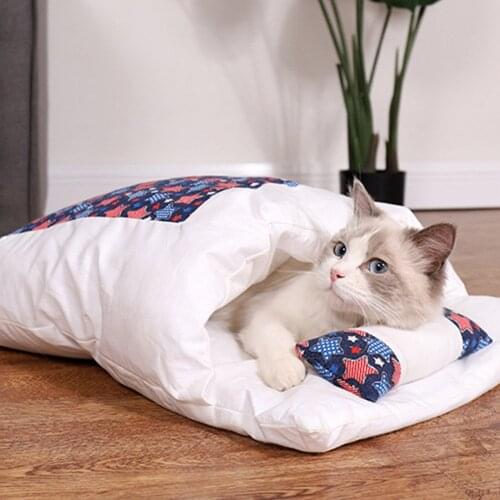 Dog Cat Bed Sleeping Bag Winter Warm Sack Blanket Mat Removable Cat House Small Pet Bed Puppy Kennel Nest Cushion Pet Supplies