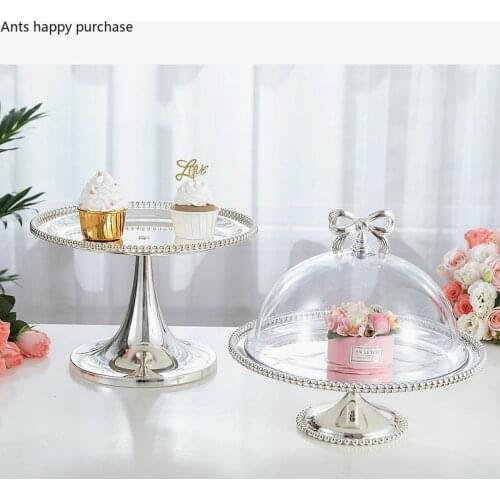 Wrought Iron Metal Cake Stand Creativity Pearl Fruit Plate Afternoon Tea Snack Tray Cake Pan Wedding Dessert Table Display Stand