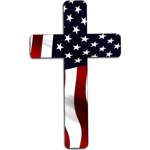 Red White Blue Cross Decal Sticker American Flag USA Large Inch Patriotic Decal Auto Bumper Sticker Vinyl,12cm*7cm