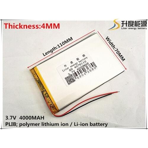 3.7V 4000mAh 4070110 Lithium Polymer Li-Po li ion Rechargeable Battery cells For Mp3 MP4 MP5 GPS mobile bluetooth