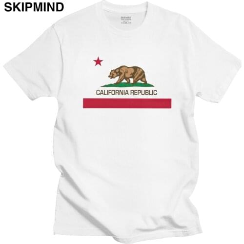 Fashion California Republic Flag T Shirt Men Short Sleeve 1846 California State Flag Bear T-shirt Pure Cotton Summer Tee Tops
