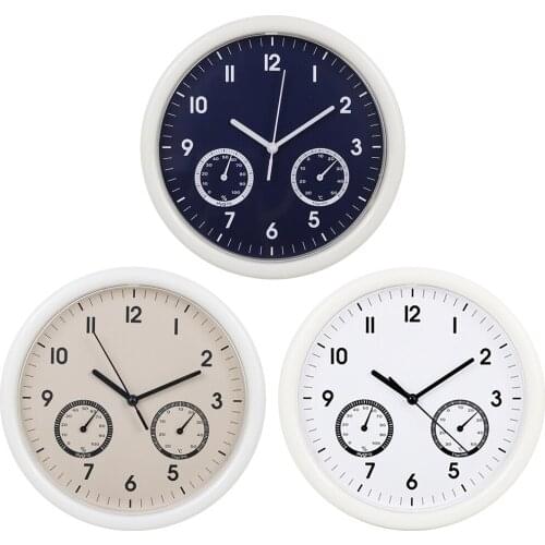 Non Ticking Wall Clock Temperature and Humidity Hanging Clocks Office Decor
