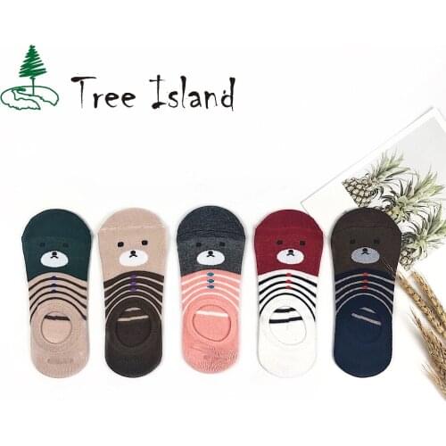 Cute Dog Cartoon Animal female boat socks Color thin cotton girl socks Striped print fashion women socks summer spring