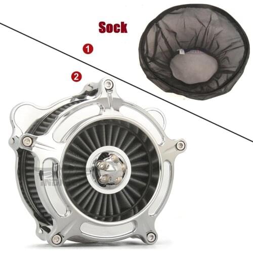 Fit For 1999-2009 XL883C Sportster Custom Chromed tubine spike Contrast cut air intake filter Rain Socker Cover