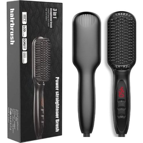 Professional Hair Straightener Comb Negative Ion Anti-scalding Heating Comb Multifunctional Hair Curling Straightening Tool