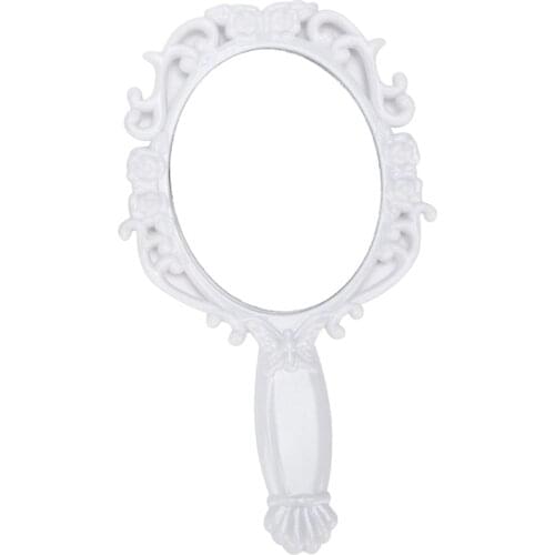 Retro Antique Cosmetic Flat Handle Beauty Vintage Round Makeup Mirrors White