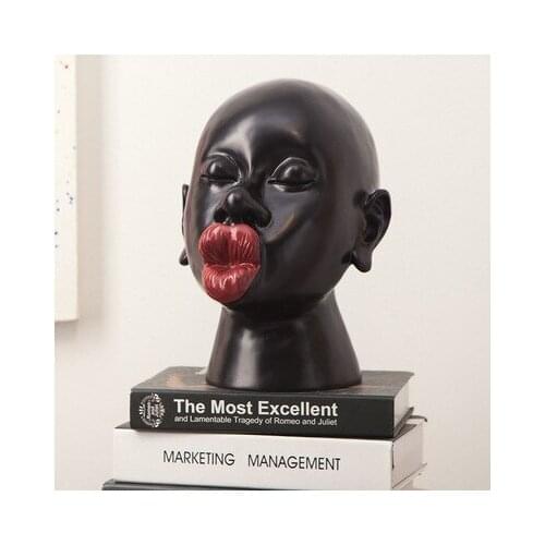 Nordic Abstract flame Red lipped womans head art ornament female living room decoration furnishing window furniture crafts gift