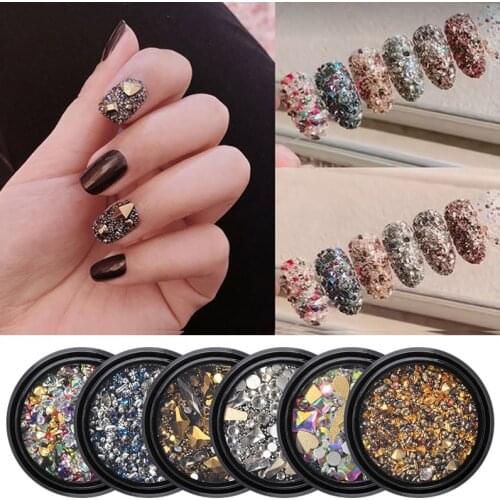 Mixed 1 Box 3D Rhinestones Diverse DIY Gems Charming Mix Nail Art Decoration Crystal Jewelry Gel Glitter Gel Nail Polish Decor