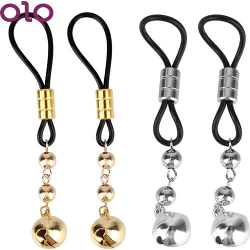 OLO Nipple Stimulator Metal Nipple Clips Sex Toys for Couple Gold Sliver Bells Breast Bondage Torture Play Clamps Adult Games