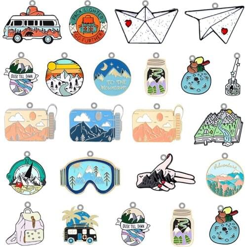TAFREE Mountain Camping Fun Acrylic Pendant Epoxy Jewelry Making Pendant Earrings Necklace Accessories Personality