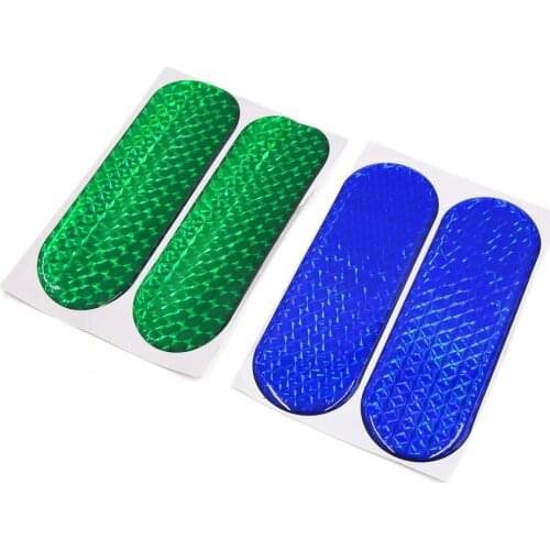 Uxcell 4Pcs Blue Green Reflective Safety Warning CarSelf-adhesive Reflector Sticker