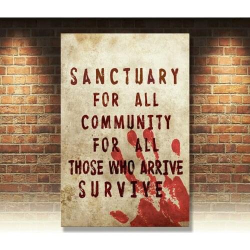 Sanctuary for All Community Terminus Walking Dead Sign Metal Wall Plaque Poster