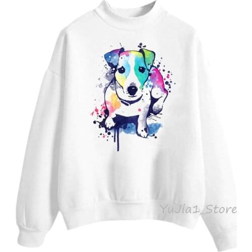 Watercolor Jack russell terrier print sweatshirt women cute hoodie dog lover clothes winter clothes sweat femme streetwear