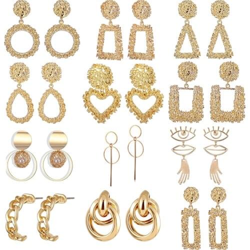 ZOVOLI Vintage Gold Big Geometric Earrings For Women Statement Exaggerated Square Pendant Earings Fashion Punk Jewelry 2020