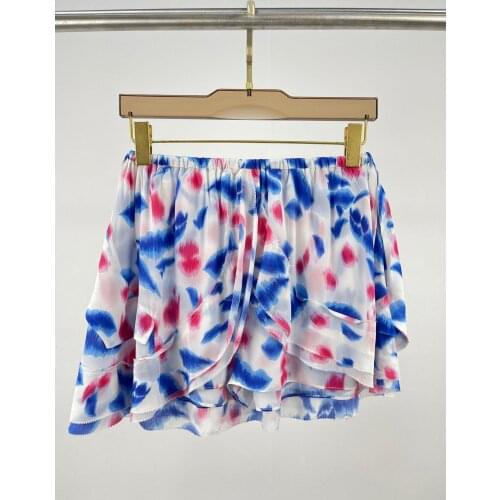 2021 Autumn colorful print women shorts Elastic Waist Ruffled hem fashion shorts