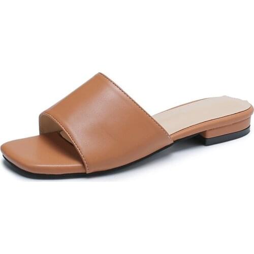 Withered Summer Ins Fashion Blogger Vintage Sexy Square Toe High-heeled Slippers Women Shoes Woman Shoes Women