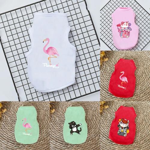 New Pets Clothes for Dogs Vest Flamingo Pattern Teacup Puppy Clothes Fashion Cute Dog Soft Durable Clothes For Pugs Cat Vest