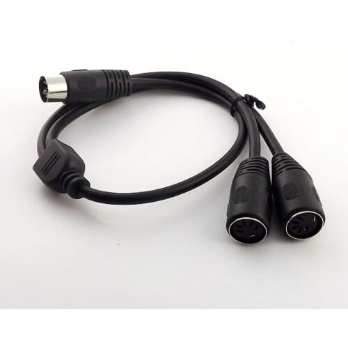 1pc 5 PIN MIDI DIN 1 Male Plug to 2x Female Socket Y Splitter Adapter Cable 50cm