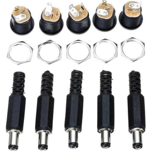 10 Pair 12V 3A Plastic Male Plugs + Female Socket Panel Mount Jack DC Power Connector Mayitr Electrical Supplies