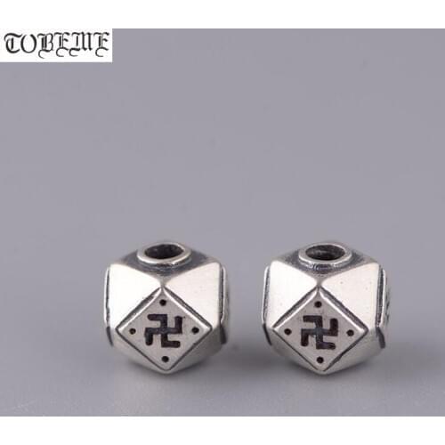Handcrafted 100% 925 Silver Fengshui Wanzi Symbol Bead Buddhist Wanzi Symbol Bead Good Luck Bead DIY Jewelry Findings