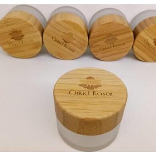 100pcs *50g high quality frosted glass jar with bamboo wooden cap