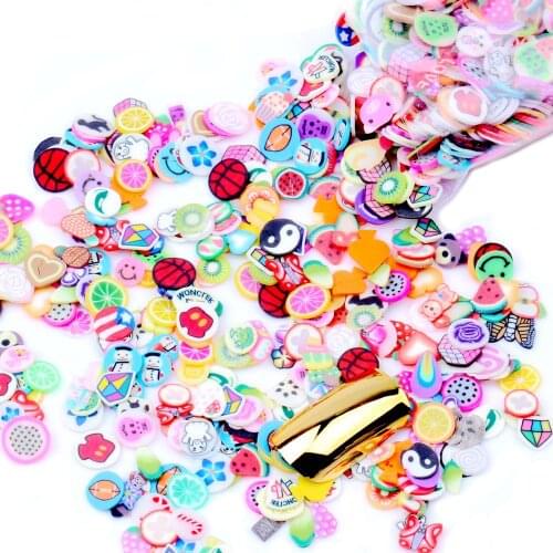 1000pcs/pack 3D Nail Art Fruit Flower Animal Different Shapes Polymer Clay DIY Slice Decoration Nail Sticker 16 kinds of options