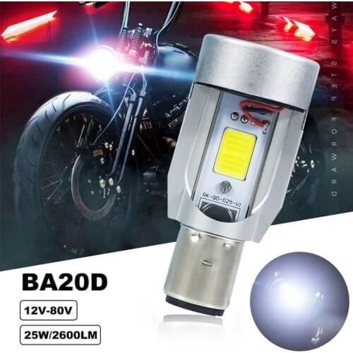 1X H4 BA20D 2SMD Motorcycle Headlight Hi/Low Scooter Bulb COB Bulb 12V-96V Lamp Motor Fog Headlamp Motorcycle Super Brigh