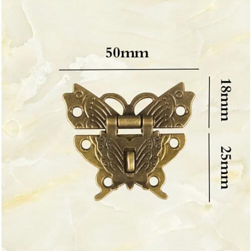 2Pcs/lots Antique Butterfly Shape Lock Hasp Decoration, Wooden Cabinet Door Latch Buckle, Retro Jewelry Box Locks Hasp Ornaments