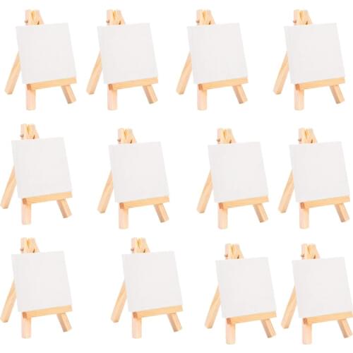 24Set Artists 5 Inch Mini Easel +3 Inch X3 Inch Mini Canvas Set Painting Craft DIY Drawing Small Table Easel Gift