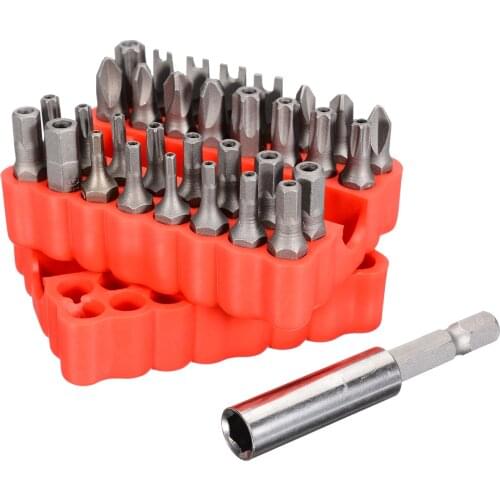 33pcs/kit Security Tamper Proof Screwdriver Bit 1/4'' Shank Hex Star Torx Screw Driver Bits Electric Hand Screwdriver Drill Tool