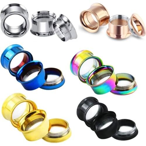 5-20mm Wholesales Surgical Stainless Steel Double Flared Ear Tunnels Expander Screw Ear Gauges Plugs for Ear Body Piercing