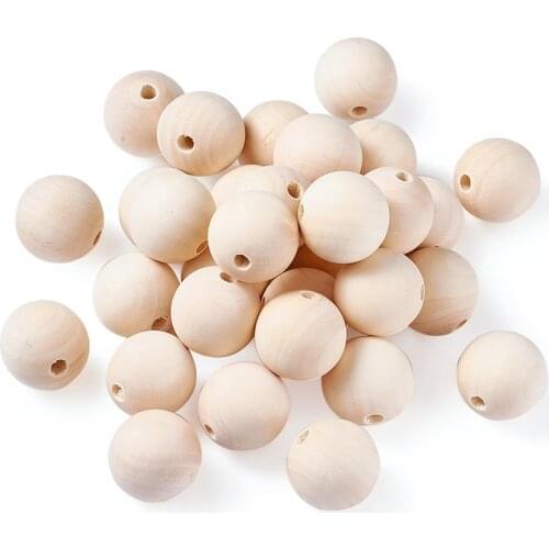 Pandahall 50pcs Wood Beads Loose Spacer Beads for Jewelry Bracelets Making DIY Round 30x30mm Hole: 6-7mm