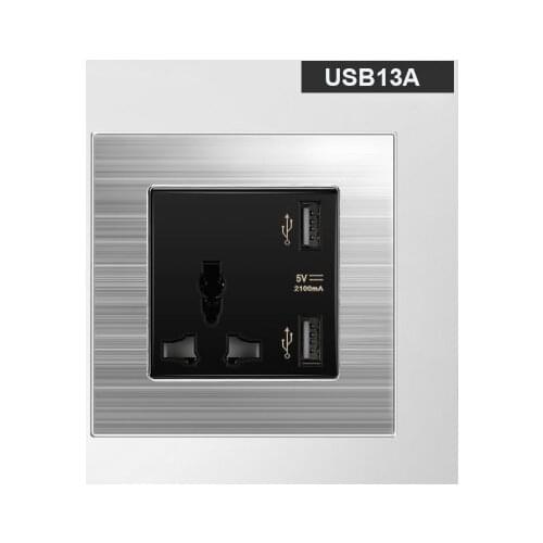 86 type 13A British port Macao Square foot Three hole socket USB socket panel International English standard Switch panel