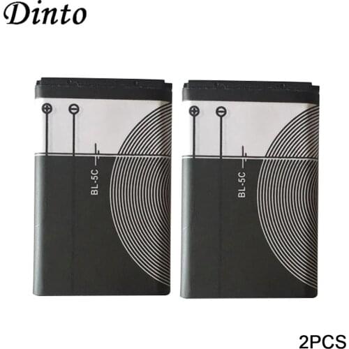 Dinto 2pc/lot BL-5C BL5C BL 5C Batteries 1020mAh Rechargeable Li-ion Battery for Nokia 1112 1208 1600 2610 2600 n70 n71