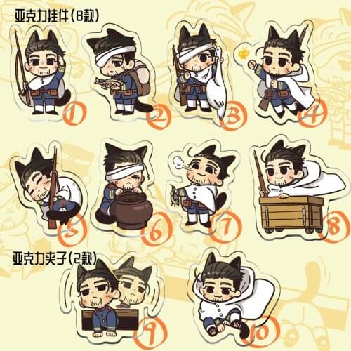 Anime Golden Kamuy Tsurumi Tokushirou Kochoube Asuko Acrylic Keychain Pendant Bags Charm Keyring Clip Q Version Cute Decor Gifts