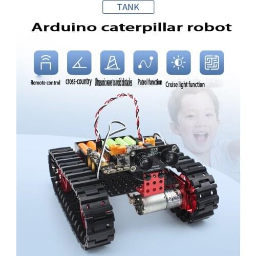 Tank tracks trolley metal patrolling tracking obstacle avoidance robot Arduinouno maker education kit