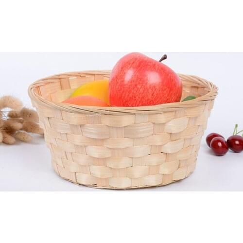 Bamboo Woven Bread Basket Snacks Container Food Display Basketry Kitchen Fruit Vegetables Egg Storage Tray