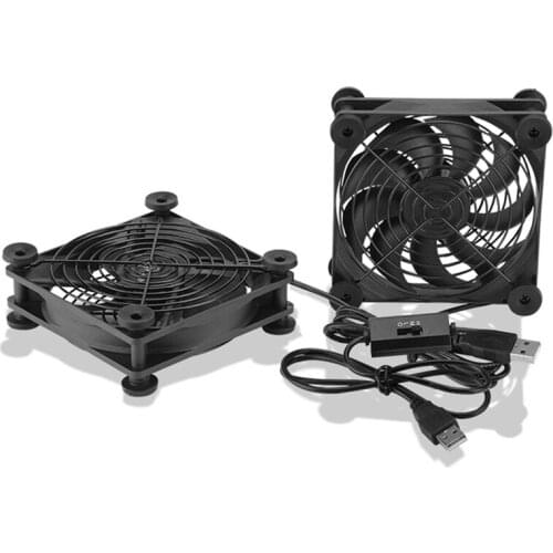 12cm Silent Three-Speed Adjustable Dual USB Exhaust Fan Dual Ball Bearings for Receiver Chassis Router Set-Top Box