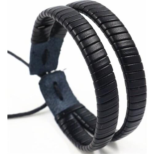 White Brow Black New Unique Design Vintage Trendy Fashion Rope Wrap Link Cuff Bangle Leather Bracelets Women Jewelry Accessories