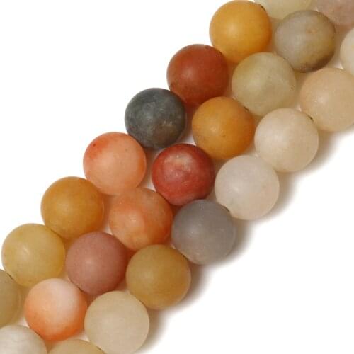 6/8/10mm Natural Stone Beads Matte Smooth Golden Silk Jade Round Loose Beads for Jewelry Making DIY Charm Bracelet Neckalce